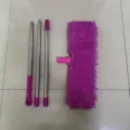 Juego de repuestos para mopa plana con postes de acero inoxidable y mopa de microfibra. - Fregona de Doble Cara de 3 Secciones + 1 Paño (En Caja) / Rosa rojo