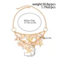Bohemian seashell and starfish necklace detail with measurement parameters - Necklace (7045) / Gold