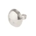 Nahaufnahme eines minimalistischen silbernen Kuppelrings mit glänzendem Metallic-Finish - Silber Spiegelglanz Kugel Offener Ring (0718)