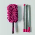 Chenille duster head with four stainless steel extension poles for high ceilings - Chenille Duster Set / 1.9m Rose Red