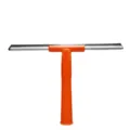 Detailed view of the glass window squeegee cleaner with orange handle and rubber blade - Squeegee