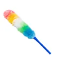 Plumero de fibra PP de colores con mango de plástico azul para la limpieza del hogar. - Mango azul real