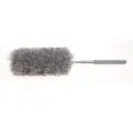 Detailansicht des ausziehbaren Mikrofasermikrofaser-Staubwedels mit grauem Kopf und verstellbarem Stab. - Grau