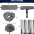 Cleaning duster kit with 4 interchangeable heads and 14ft telescopic poles - Glass Wiper Ceiling Fan Brush Round Brush Duster Set / Ten Section Pole Boxed