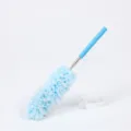 Retractable microfiber duster in blue, flexible cleaning tool for household dust removal. - Blue & White