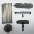 4-in-1 window cleaning kit with stainless steel extension poles and microfiber duster - [gray box] 10-section rod + glass brush head + spider web head + fiber head + wiper blade
