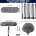 Professional microfiber duster set with dimensions for 14ft extension rod and heads - Glass Wiper Cobweb Brush Duster Set / Ten Section Pole Boxed
