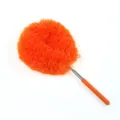 Detailed close-up of the fluffy orange cleaning duster head showing soft microfiber texture. - Orange Round Head 80cm