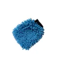 Nahaufnahme von dickem blauen Mikrofaser-Waschhandschuh für kratzfreie Reinigung - Verdickter & Dichter Stil / Blau