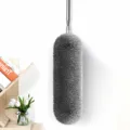 Microfiber stofwisser met telescopische roestvrijstalen handgreep voor huishoudelijk gebruik. - Grijze dusterkop