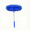 Blue telescopic chenille microfiber duster with extendable stainless steel handle - 1.3m / Sapphire Blue