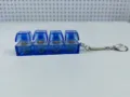 Blue transparent 4-key mechanical switch fidget toy keychain with light-up stress relief design - 4-Key Style / With Lights / Blue