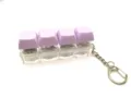 Mechanical keyboard switch fidget clicker keychain with purple keycaps for stress relief. - 4-Key Luminous / Light Purple
