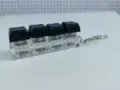 4-key mechanical keyboard switch fidget toy keychain with black keycaps and clear base. - Four-Key Thick Cover Ordinary Chain / No Light / Black