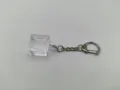 Detail of transparent mechanical keyboard switch tester base with silver metal keychain - Single Key Base With Regular Chain / High Transparency