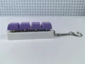 Detailed side view of a 4-key mechanical keyboard fidget toy with purple keycaps - Style 19 / 4 Keys Without Light