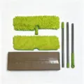 Fregona plana de doble cara con mopa de microfibra chenilla, 3 tubos y caja para el hogar. - Fregona de Doble Cara de 3 Secciones + 1 Paño (En Caja) / Verde