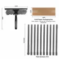 2-in-1 Window Squeegee with 10 Extension Poles and Kraft Box for High-Rise Glass Cleaning - Gray