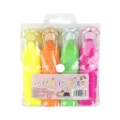 Cute cat paw highlighter set of 4 pastel colors, transparent pouch packaging for school office. - 4 Pieces PVC Soft Bag / Fluorescent Colors