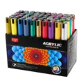 Jupai 60-color acrylic paint marker set, 4mm tip, vibrant water-based art pens for painting and DIY. - 60 Colors