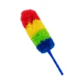 Plumero electrostático arcoíris con fibras PP coloridas y mango de plástico azul para hogar. - Modelo de fibra de color