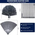 Detailed dimensions and sizes for the microfiber duster set with 14ft connecting poles - Round Cobweb Brush Fan Cobweb Brush Set / Ten Section Pole Boxed