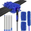 Set de plumero de microfibra extensible con cabezales de repuesto para limpieza. - Cepillo para Aspas de Ventilador / Azul zafiro