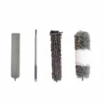 Set de limpieza de plumero de 4 piezas con mango telescópico y cabezales de chenilla y microfibra. - Set de 4 piezas / Gris