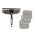 2-in-1 glass cleaning squeegee set with three gray microfiber replacement cloths - American Gray Style / 1 Head + 3 Cloths