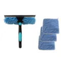 Professional 2-in-1 window cleaning squeegee tool set with three blue microfiber cloths - American Blue Style / 1 Head + 3 Cloths