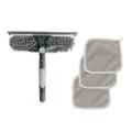 2-in-1 professional window squeegee cleaner tool set with three grey microfiber cloths - Italian Gray Style / 1 Head + 3 Cloths