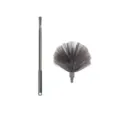 Plumero telescópico con barra de extensión de acero inoxidable y cepillo de limpieza denso. - Set de dos piezas / Bolsa de polietileno / Gris Completo