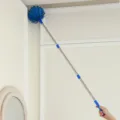 Plumero telescopico para telaranas con cabeza azul y varilla larga de acero inoxidable. - Poste de 3 secciones azul real + cepillo para telarañas
