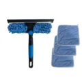 Professional 2-in-1 window cleaning squeegee with three blue microfiber cloths set - Italian Blue Style / 1 Head + 3 Cloths