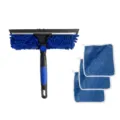 Multifunctional 2-in-1 window cleaning squeegee kit with three blue microfiber cloths - Italian Royal Blue Style / 1 Head + 3 Cloths