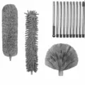 Teleskop Mikrofaser Staubwedel Set mit Stange und Ersatzbuersten fuer die Haushaltsreinigung. - 10-teilige Stange mit Spinnweben-, Faser- & großem Chenillekopf