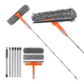 Professional 2-in-1 window cleaning tool with telescopic pole and microfiber squeegee - Orange Gray Combination Style / 6 Rods + Gray Scraper + 1 Replacement Cloth