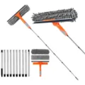 Professional 2-in-1 window cleaning kit with squeegee, microfiber scrubber and extension pole - Orange Gray Combination Style / 10 Rods + Gray Scraper + 1 Replacement Cloth
