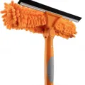 2-in-1 orange window cleaning squeegee and microfiber scrubber tool with adjustable head - Orange Style / Orange Scraper (No Pole)