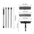 Professional window squeegee cleaning kit with extension poles and microfiber mop heads - Gray Combination Style / 4 Rods + Gray Head + 1 Chenille Cloth + 1 Microfiber Cloth