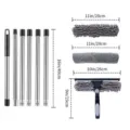 Professional 2-in-1 window cleaning tool set with extension poles and microfiber heads - Gray Combination Style / 6 Rods + Gray Head + 1 Chenille Cloth + 1 Microfiber Cloth