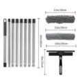 Professional window cleaning kit with squeegee, 8 extension poles and microfiber pads - Gray Combination Style / 8 Rods + Gray Head + 1 Chenille Cloth + 1 Microfiber Cloth