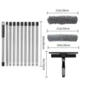 Window cleaning kit with stainless steel poles, microfiber mops and squeegee dimensions - Gray Combination Style / 10 Rods + Gray Head + 1 Chenille Cloth + 1 Microfiber Cloth