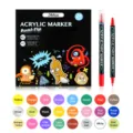 24-color dual-tip acrylic paint markers set with fine and dot tips for art and rock painting. - 24 Colors