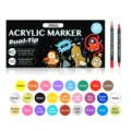 Dual-tip acrylic marker set with 26 vibrant colors, perfect for rock painting and DIY art crafts. - 26 Colors