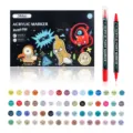 60-color dual-tip acrylic paint markers set with fine and dot tips for art and DIY crafts. - 60 Colors