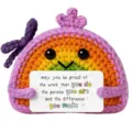 Handmade crochet rainbow doll with cute motivational greeting card, perfect gift for friends. - YOU Rainbow Doll
