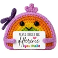 Handmade crochet rainbow doll cute knitted wool plush toy with positive message card for gift. - Difference Rainbow Doll