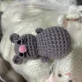 Handmade crochet gray mouse plush toy detail view cute knitted doll desktop ornament - Little Mouse