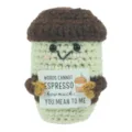 Handcrafted crochet coffee cup plush doll cute emotional healing desk ornament gift for home decor - Coffee Cup - Espresso Card 2
